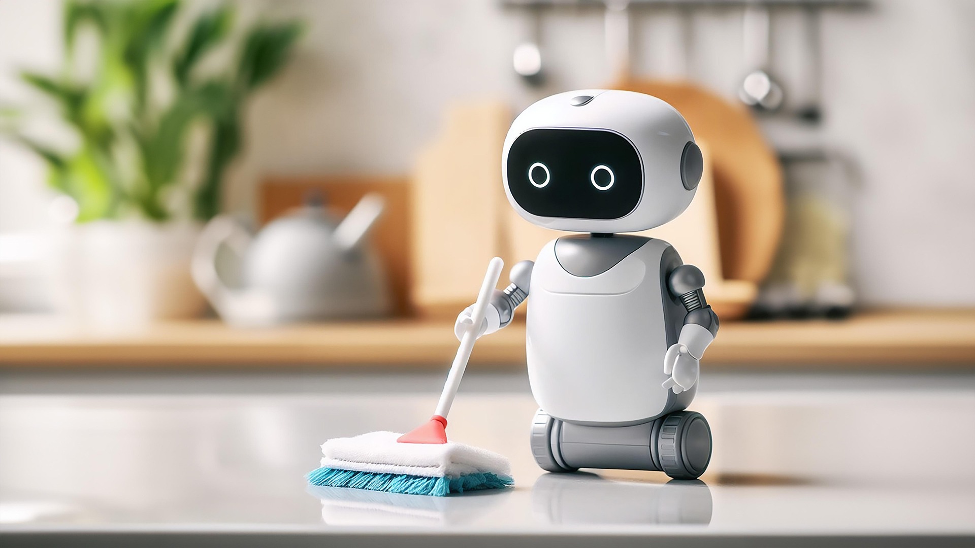 Clean Bot autonomous floor scrubber in a commercial facility